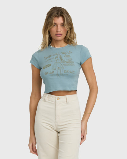 Billabong Women's Pretty Sweet Day Short Sleeve T-Shirt - Mineral Blue