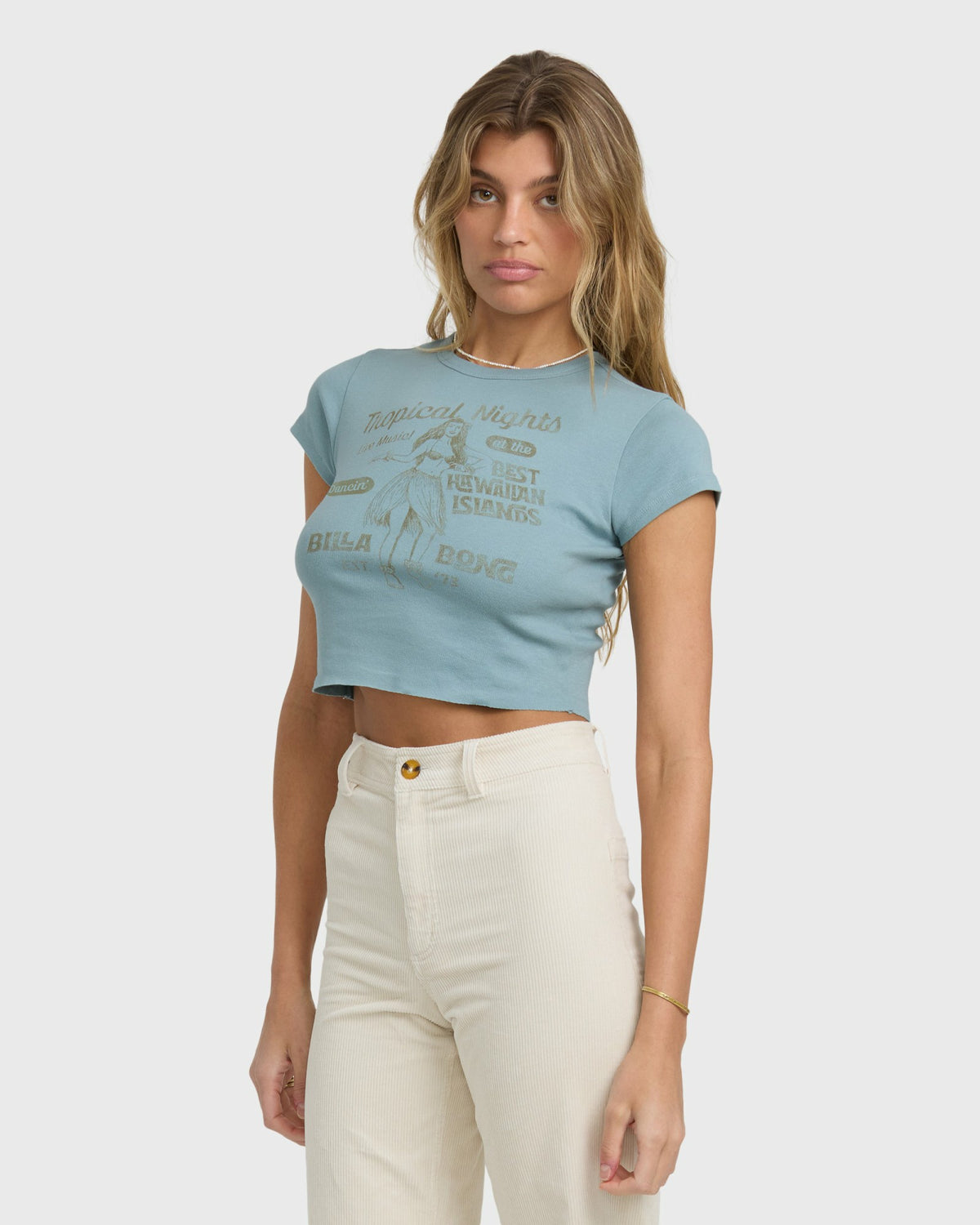 Billabong Women's Pretty Sweet Day Short Sleeve T-Shirt - Mineral Blue